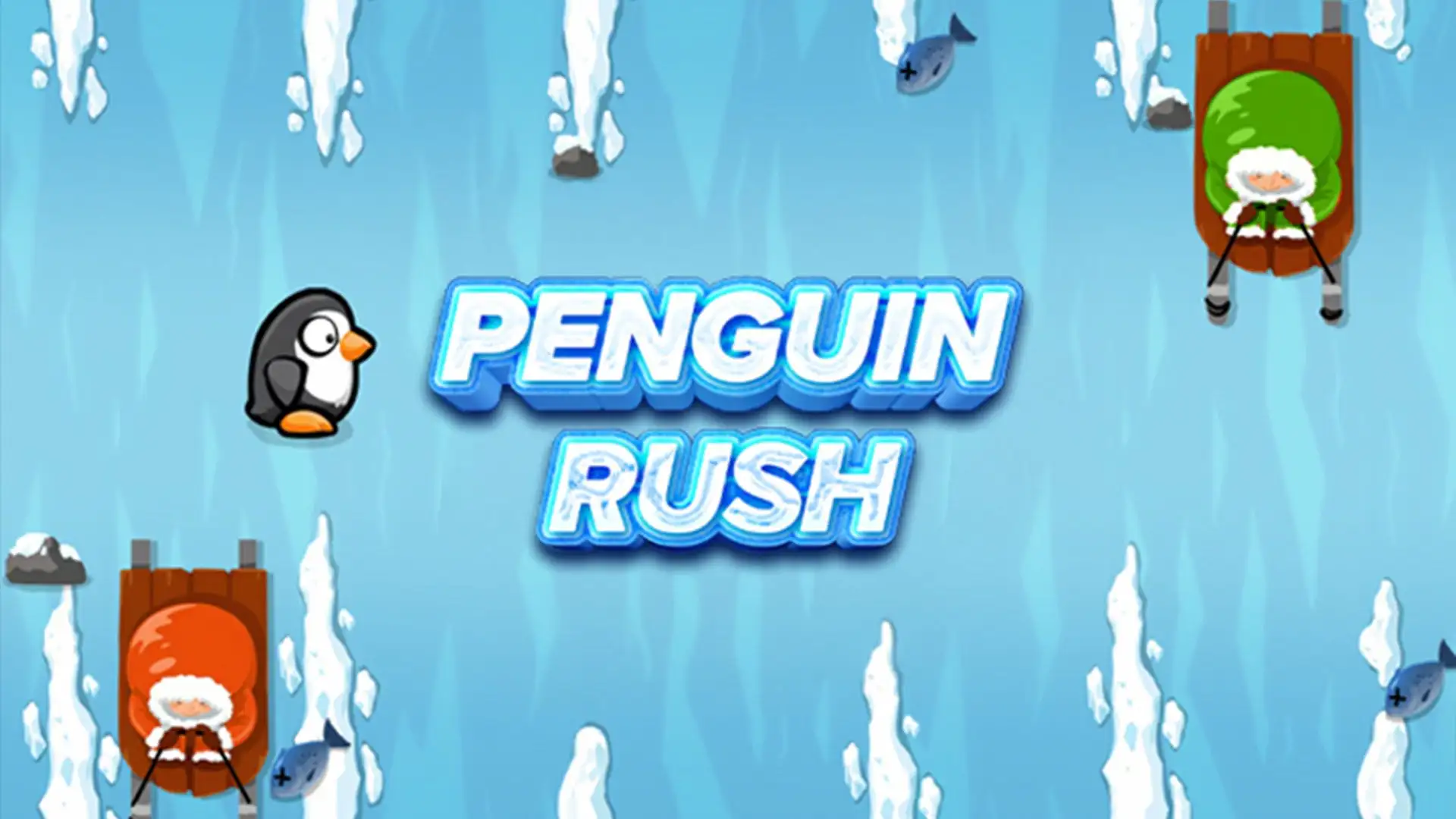 Pingüino saltando entre bloques de hielo en Penguin Rush